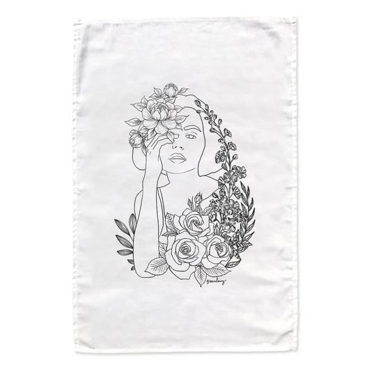 Dahlia's Portrait tea towel