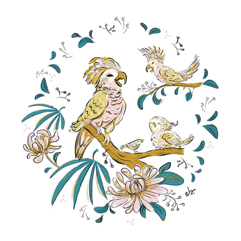 Cockatoo & Birds In The Golden Jungle tee - doodlewear