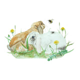 Bunnies and Dandelions artwork tote bag