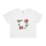 Circular Fantail Pohutukawa crop tee - doodlewear