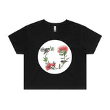 Circular Fantail Pohutukawa crop tee - doodlewear
