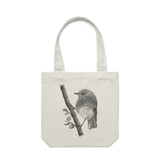 Friendly Toutouwai/NZ Robin artwork tote bag - doodlewear