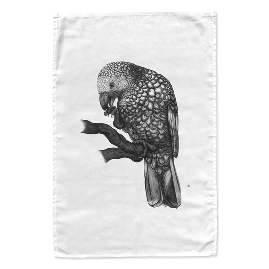 Kaka On A Perch tea towel - doodlewear