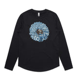 Blue Chrysanthemum long sleeve t shirt - doodlewear