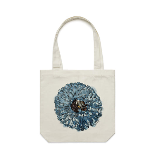 Blue Chrysanthemum artwork tote bag