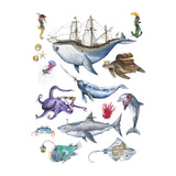 Creatures Of The High Seas tea towel - doodlewear