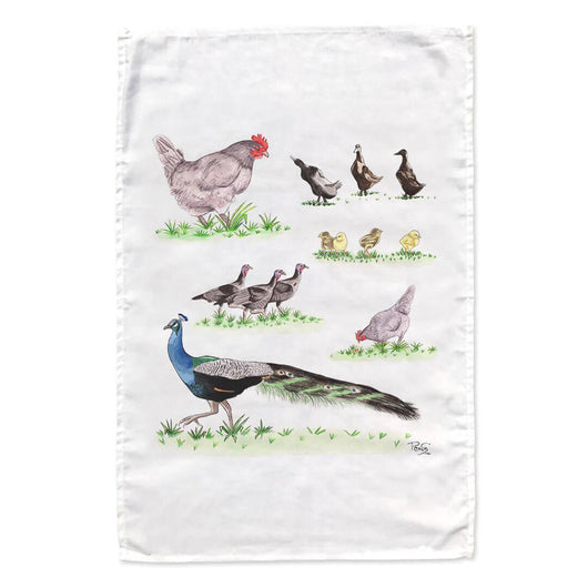 Plucky Poultry tea towel
