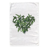 Green Ivy Heart tea towel