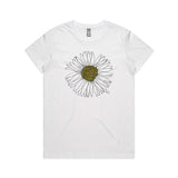 doodlewear daisy tee maple womens white by artist Penny Royal Design