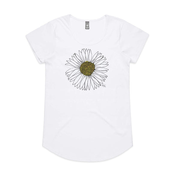 doodlewear daisy tee mali womens white by artist Penny Royal Design