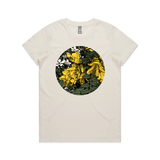 doodlewear ode to the flowers Maple Womens natural NZ flower print t shirt by artist Anna Mollekin