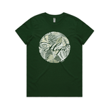 doodlewear Botanical Hope affirmation tshirt AS Colour Womens Maple Forest Green by artist Anna Mollekin