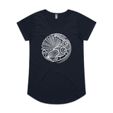 doodlewear Fantail's Lace Womens Mali Navy Fantail Bird Tshirt by artist Anna Mollekin