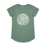 doodlewear Fantail's Lace Womens Mali Sage Fantail Bird Tshirt by artist Anna Mollekin