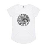 doodlewear Fantail's Lace Womens Mali White Fantail Bird Tshirt by artist Anna Mollekin