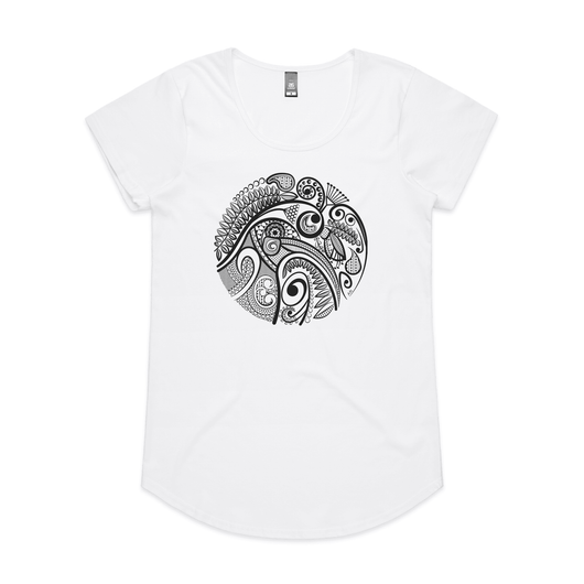 doodlewear Kiwis Lace white womens mali Kiwi Tshirt by artist Anna Mollekin