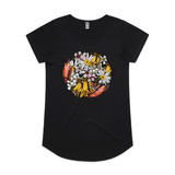 doodlewear My Sunshine flower print t shirt AS Colour Womens Mali black by artist Anna Mollekin