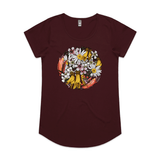 doodlewear My Sunshine flower print t shirt AS Colour Womens Mali burgundy by artist Anna Mollekin