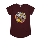 doodlewear My Sunshine flower print t shirt AS Colour Womens Mali burgundy by artist Anna Mollekin