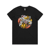 doodlewear My Sunshine flower print t shirt AS Colour Womens Maple black by artist Anna Mollekin