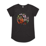 doodlewear New Beginnings NZ floral tshirt AS Colour Womens Mali Coal by artist Anna Mollekin