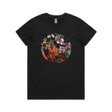 doodlewear New Beginnings NZ floral tshirt AS Colour Womens Maple black by artist Anna Mollekin