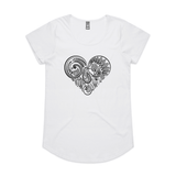 doodlewear Tui's Lace heart kiwiana tshirt AS Colour Womens Mali White by artist Anna Mollekin
