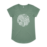 doodlewear Tuis Lace womens sage Mali Tui Tshirt by artist Anna Mollekin