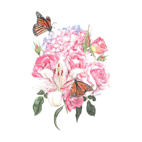Monarch Butterflies and Pink Blooms crew