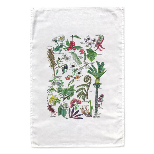 NZ Native Flora tea towel - doodlewear