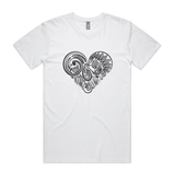 doodlewear Tui's Lace heart kiwiana tshirt AS Colour Mens Staple White by artist Anna Mollekin