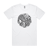 doodlewear Tuis Lace mens white staple Tui Tshirt by artist Anna Mollekin