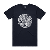 doodlewear Tuis Lace mens navy staple Tui Tshirt by artist Anna Mollekin