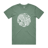 doodlewear Tuis Lace mens sage staple Tui Tshirt by artist Anna Mollekin