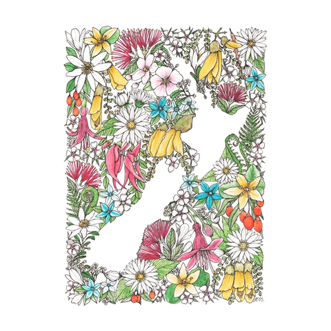 Sea of Flowers tea towel - doodlewear